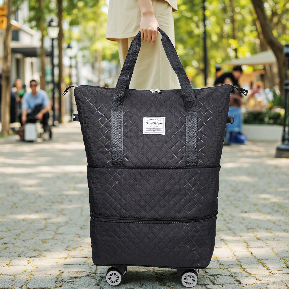 Travel Bag, Multifunctional Luggage Bag, Expandable Luggage Suitcase, Carry on Bag, Rolling Duffle Bag with Detachable Wheels, Travel Essentials Bag, Large Capacity with Zipper Closure, Ideal for Fitness, Yoga, and Everyday