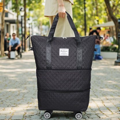 Travel Bag, Multifunctional Luggage Bag, Expandable Luggage Suitcase, Carry on Bag, Rolling Duffle Bag with Detachable Wheels, Travel Essentials Bag, Large Capacity with Zipper Closure, Ideal for Fitness, Yoga, and Everyday
