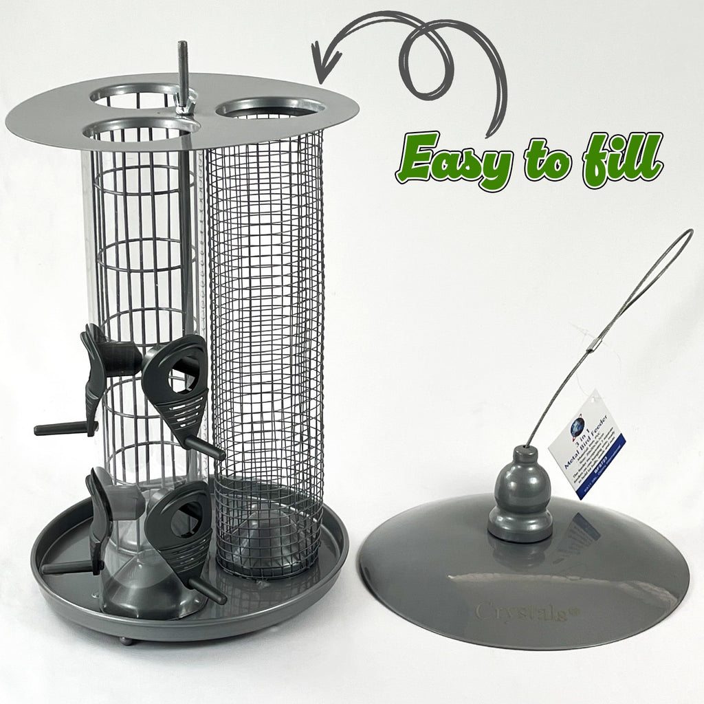 Bird Feeder with 36cm, Metal, 3 in 1 Bird Feeder for gardens and patios - product gallery image 4