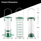 Bird Feeder with Metal, 1, 3-Pack Hanging Feeders Seed, Nut Fat - product gallery image 6