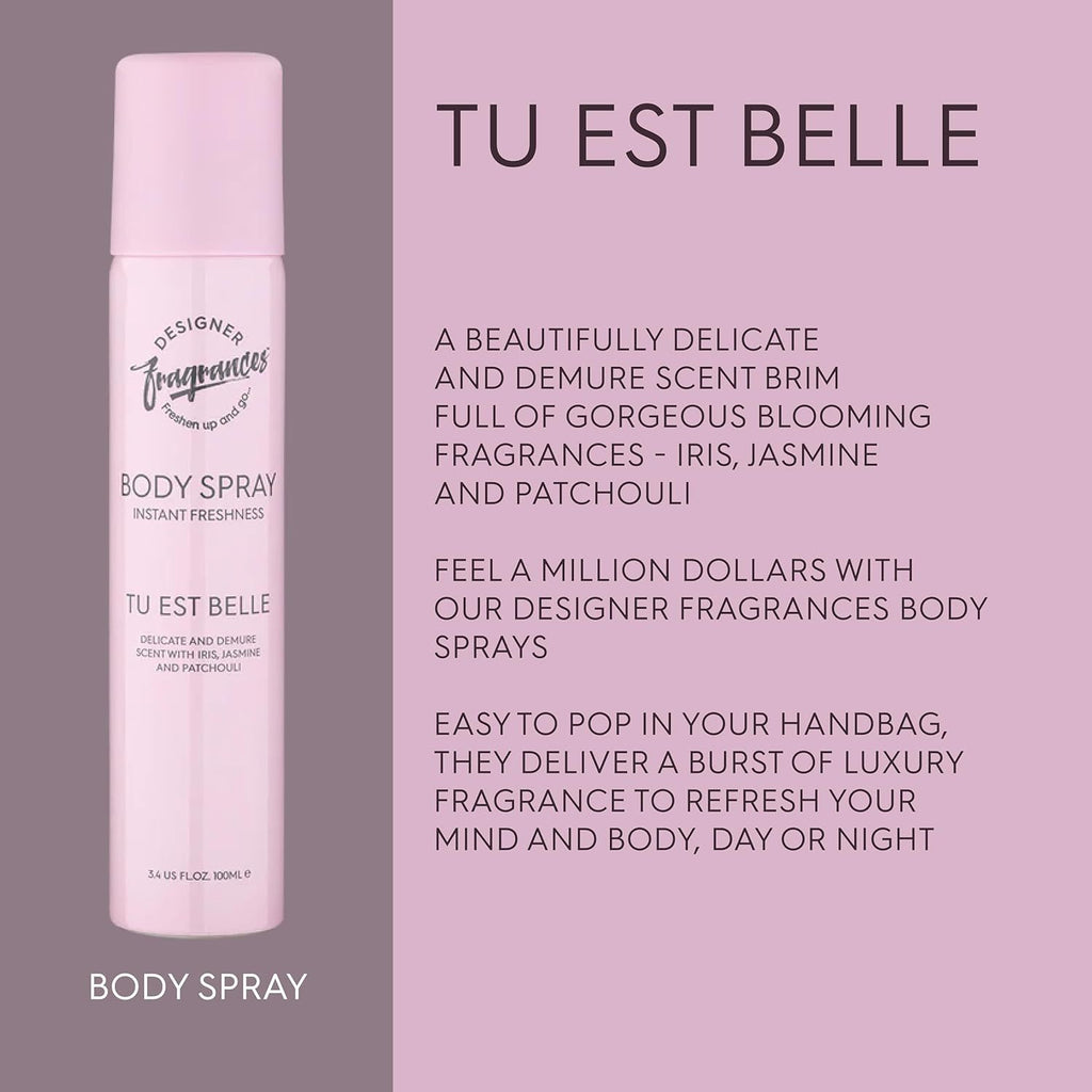 Body Spray Designer Fragrances Women's Tu Est Belle with 100ml, 3 Pack - product gallery image 12