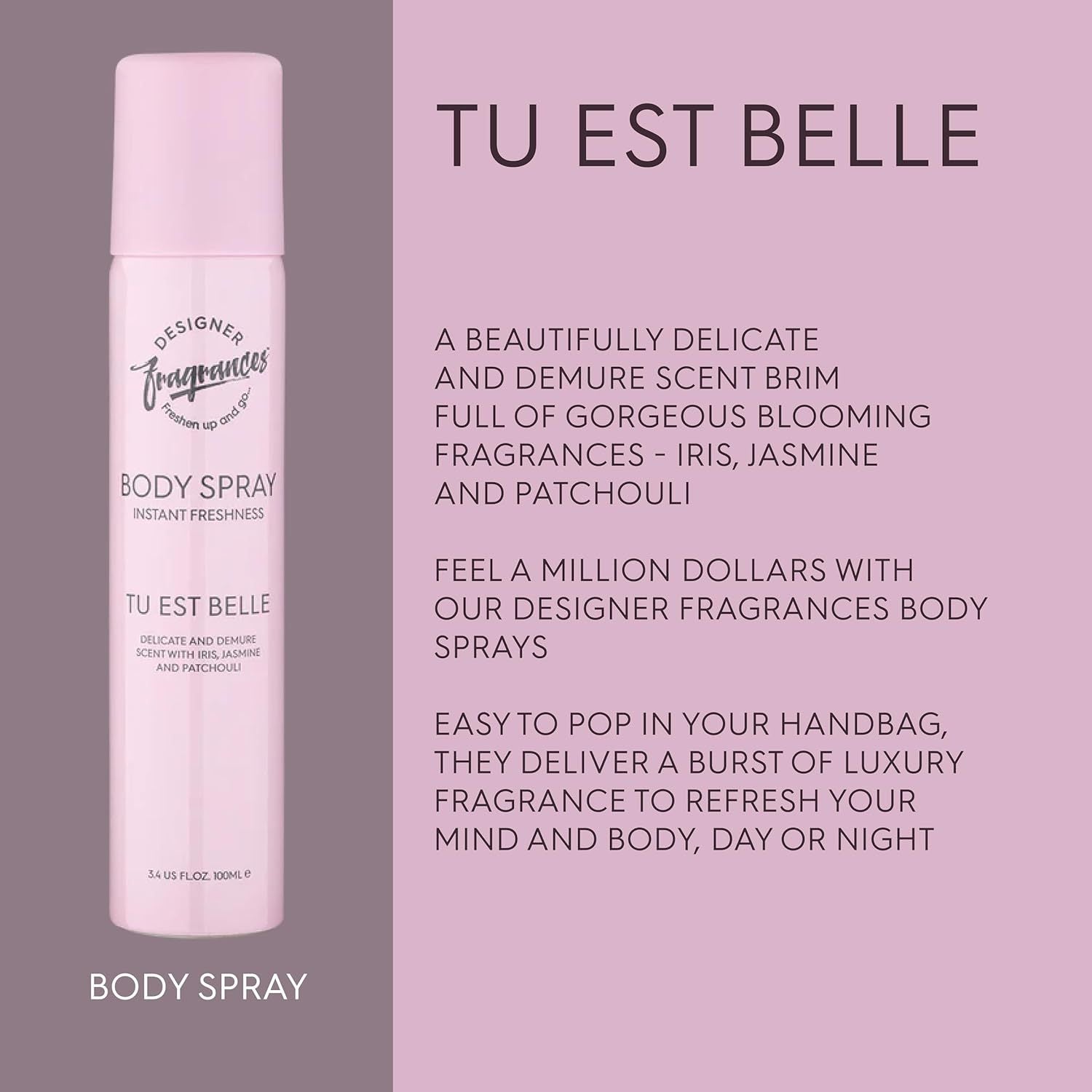 Body Spray Designer Fragrances Women's Tu Est Belle with 100ml, 3 Pack - product gallery image 12