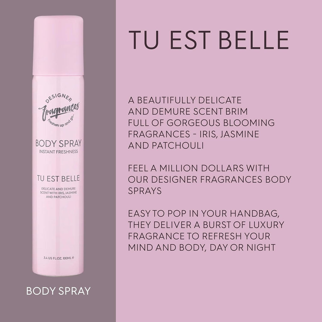 Body Spray Designer Fragrances Women's Tu Est Belle with 100ml, 3 Pack - product gallery image 8