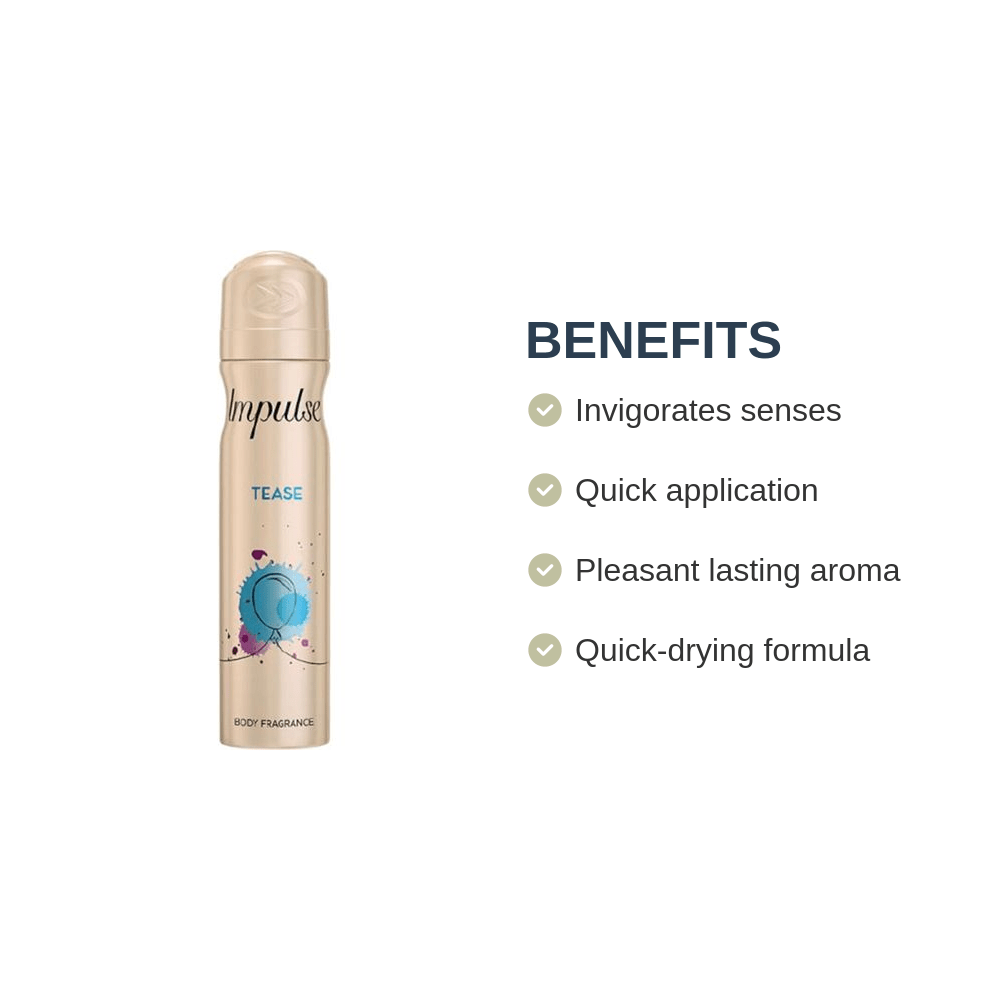 Body Spray Impulse Tease Sweet Fruity Floral Women's with 75ml - product gallery image 4