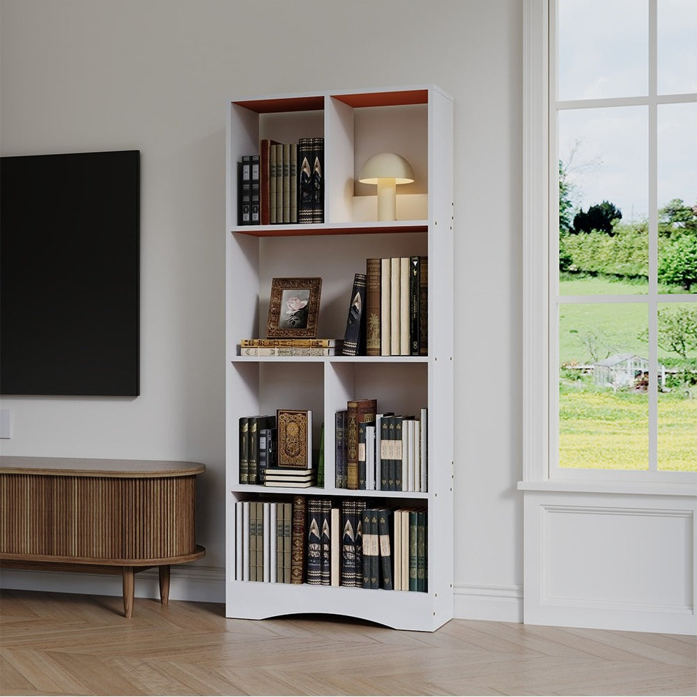 Bookcase 4-Tier White Wooden Freestanding Bookshelf with Easy Assembly, W50*D17*H120cm - product gallery image 2