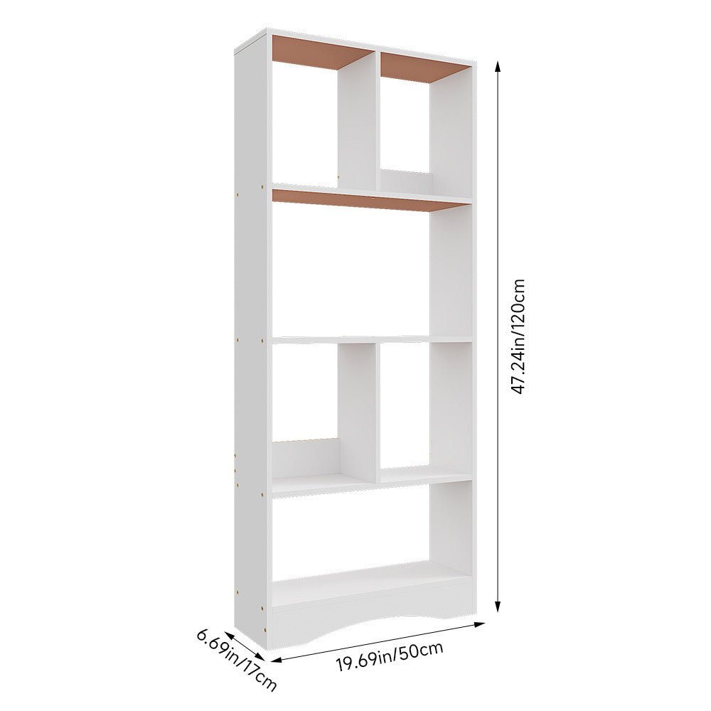 Bookcase 4-Tier White Wooden Freestanding Bookshelf with Easy Assembly, W50*D17*H120cm - product gallery image 4