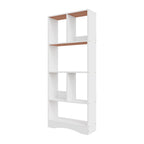 Bookcase 4-Tier White Wooden Freestanding Bookshelf with Easy Assembly, W50*D17*H120cm - product gallery image 7