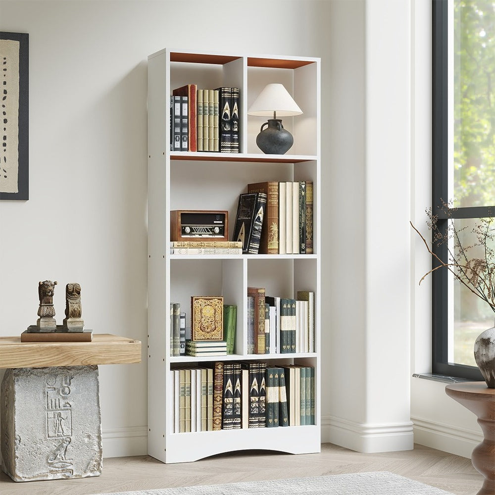 Bookcase 4-Tier White Wooden Freestanding Bookshelf with Easy Assembly, W50*D17*H120cm