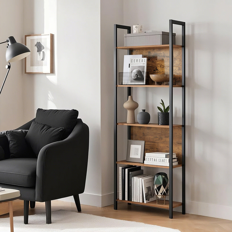 Bookshelf 5-Tier Steel Frame, 24x65 Inch Tall with Easy Assembly, Adjustable Shelf - product gallery image 2