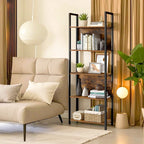 Bookshelf 5-Tier Steel Frame, 24x65 Inch Tall with Easy Assembly, Adjustable Shelf