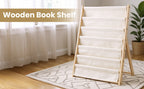 Bookshelf 7-Tier Fabric Deep Pockets Wood Frame with Space-Saving, Easy Assembly - product gallery image 10