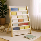 Bookshelf 7-Tier Fabric Deep Pockets Wood Frame with Space-Saving, Easy Assembly - product gallery image 2