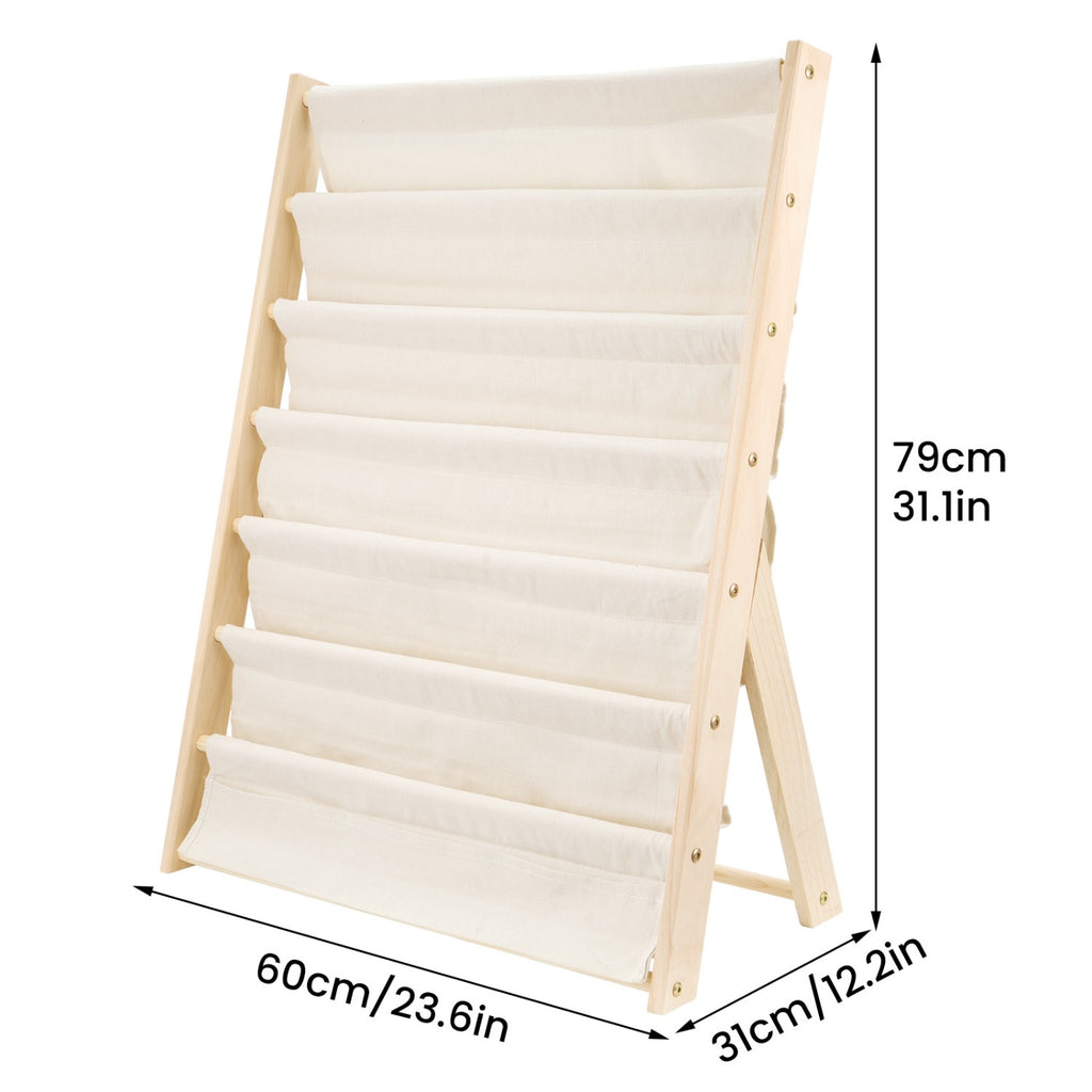 Bookshelf 7-Tier Fabric Deep Pockets Wood Frame with Space-Saving, Easy Assembly - product gallery image 3