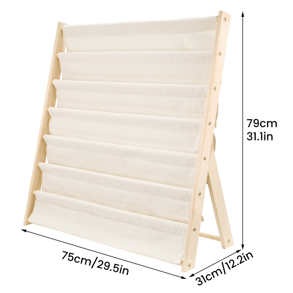 Bookshelf 7-Tier Fabric Deep Pockets Wood Frame with Space-Saving, Easy Assembly - product gallery image 9