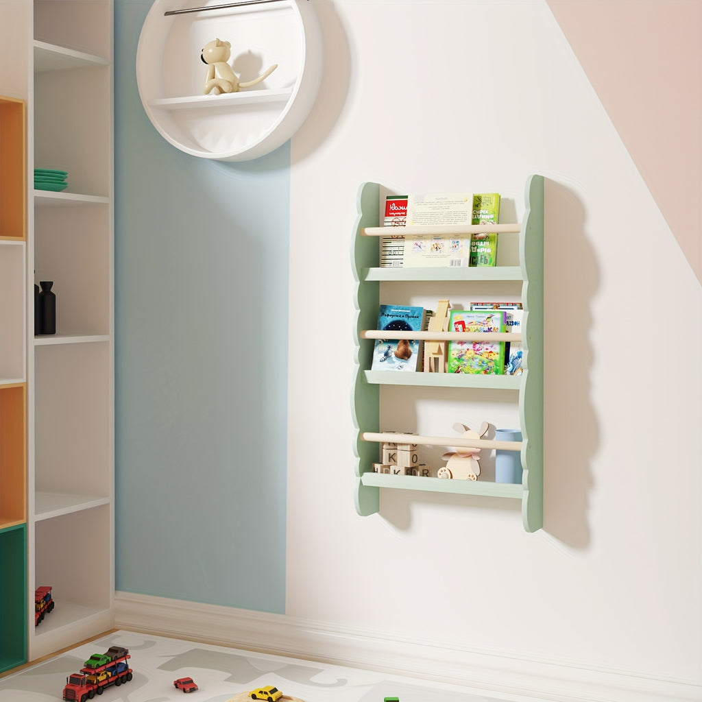 Bookshelve Green Cubby Bookshelf Ledge Freestanding Pine