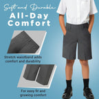 Boys School Uniform with Machine-Washable, Grey Short Pants Adjustable Waist Side - product gallery image 6