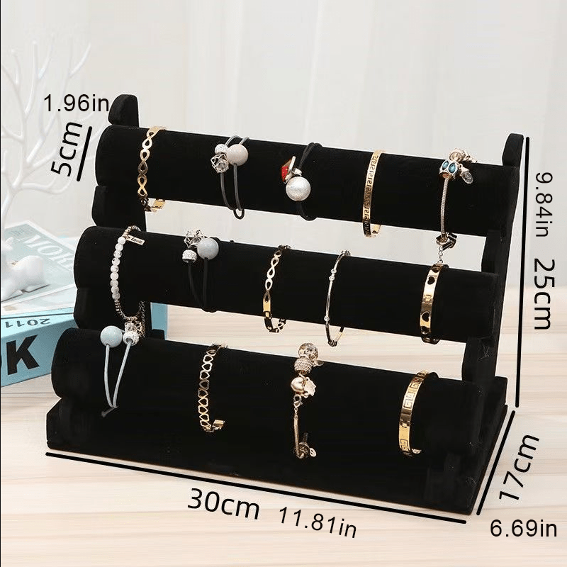 Bracelet 3-Tier Velvet Jewellery Organiser Stand Watch with Space-Saving - product gallery image 4