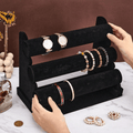 Bracelet 3-Tier Velvet Jewellery Organiser Stand Watch with Space-Saving