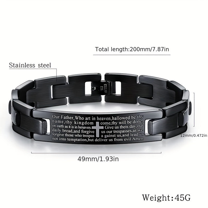 Bracelet Bible Cross Stainless Steel Laser Engraved with Waterproof - product gallery image 2