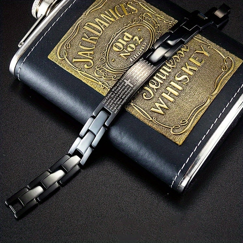 Bracelet Bible Cross Stainless Steel Laser Engraved with Waterproof - product gallery image 3
