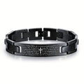 Bracelet Bible Cross Stainless Steel Laser Engraved with Waterproof