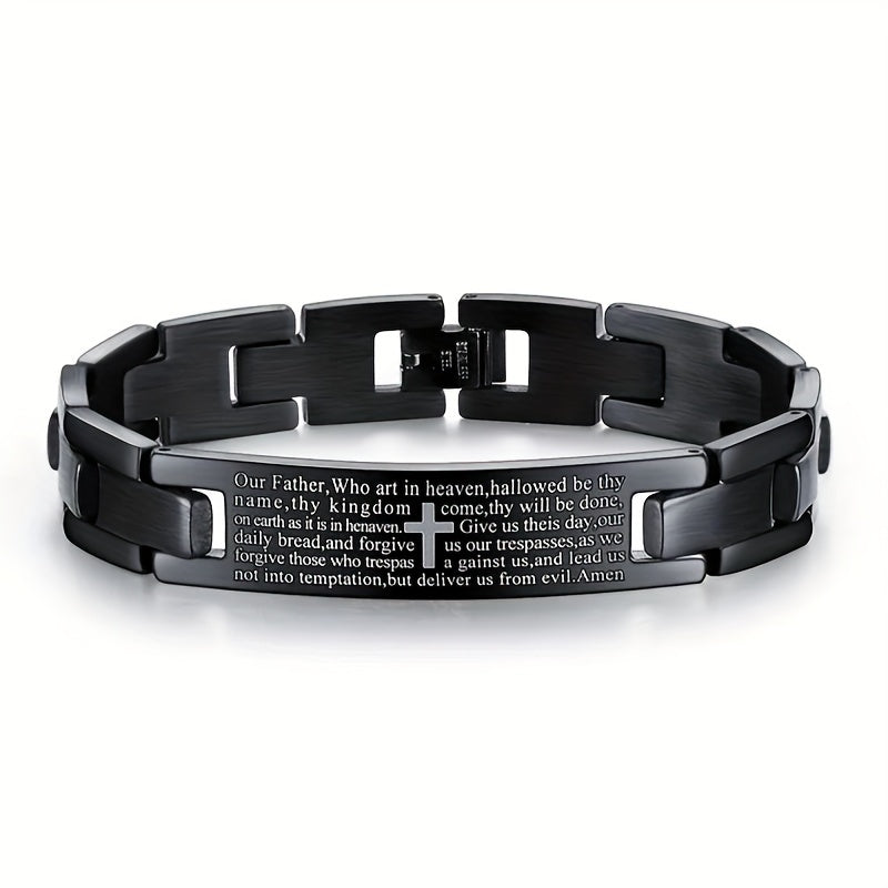 Bracelet Bible Cross Stainless Steel Laser Engraved with Waterproof