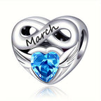 Bracelet Birthstone Angel Wing Heart Charm Pendant with Airtight, Sterling Silver - product gallery image 5