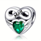 Bracelet Birthstone Angel Wing Heart Charm Pendant with Airtight, Sterling Silver - May Birthstone Charm option