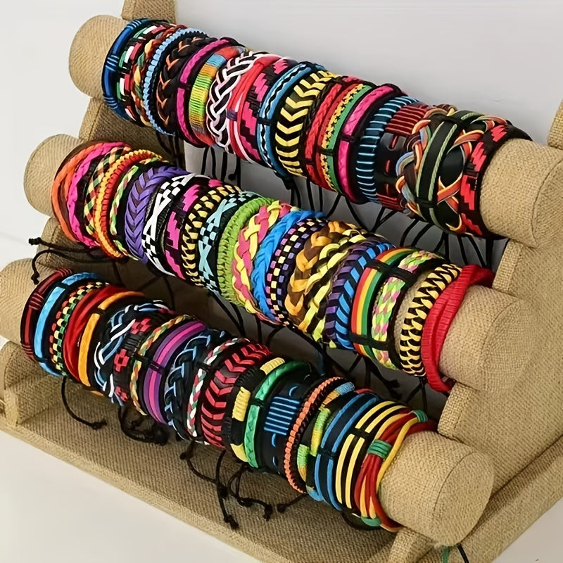 Bracelet Bohemian Faux Leather Bracelets Pieces with 20 Pieces