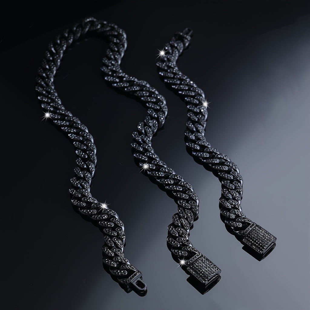 Bracelet Cuban Chain Necklace Two Colours for layering and statement styling - product gallery image 2
