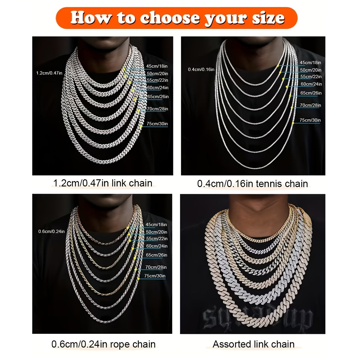 Bracelet Cuban Chain Necklace Two Colours for layering and statement styling - product gallery image 4