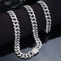 Bracelet Cuban Chain Necklace Two Colours for layering and statement styling - White, Necklace 40cm+Bracelet 20cm option