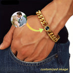 Bracelet Custom Photo Projection Stainless Steel Cuban with Waterproof, 17+5 cm/6.7+2 - product gallery image 4