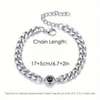 Bracelet Custom Photo Projection Stainless Steel Cuban with Waterproof, 17+5 cm/6.7+2 - product gallery image 6