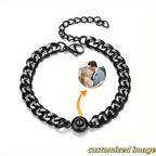 Bracelet Custom Photo Projection Stainless Steel Cuban with Waterproof, 17+5 cm/6.7+2 - product gallery image 8