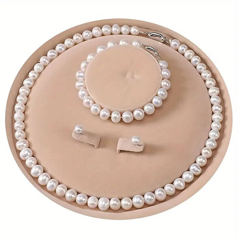 Bracelet Freshwater Pearl Jewellery Women 3-Piece with Metal - White option