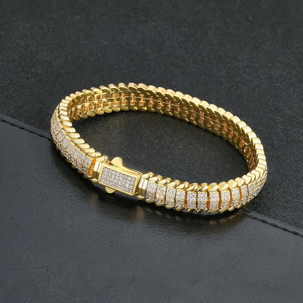 Bracelet Hip Hop Iced Out Chain Gold with 9mm for layering and statement styling - product gallery image 6