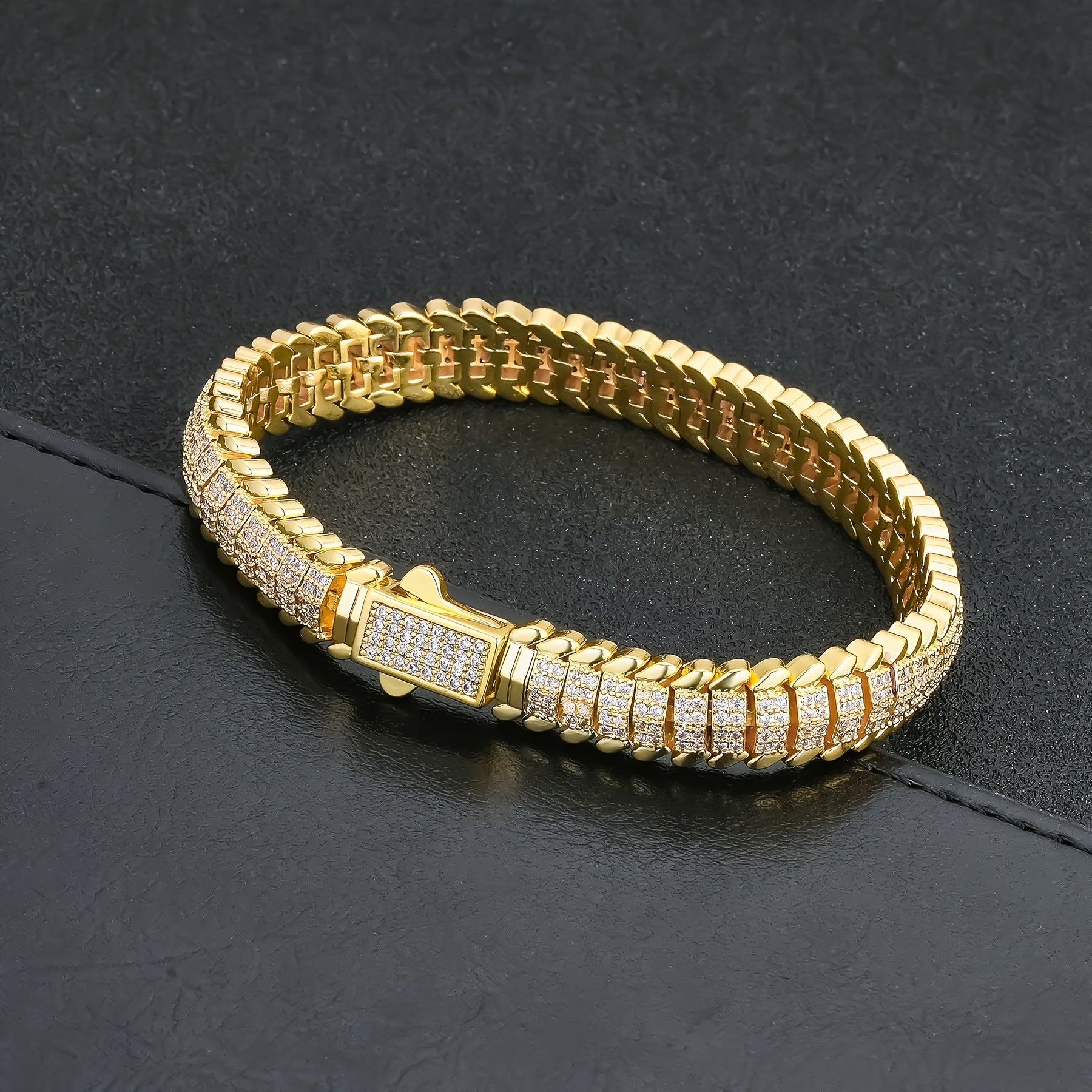 Bracelet Hip Hop Iced Out Chain Gold with 9mm for layering and statement styling - product gallery image 6