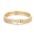 Bracelet Hip Hop Iced Out Chain Gold with 9mm for layering and statement styling - Golden, 17.78cm option