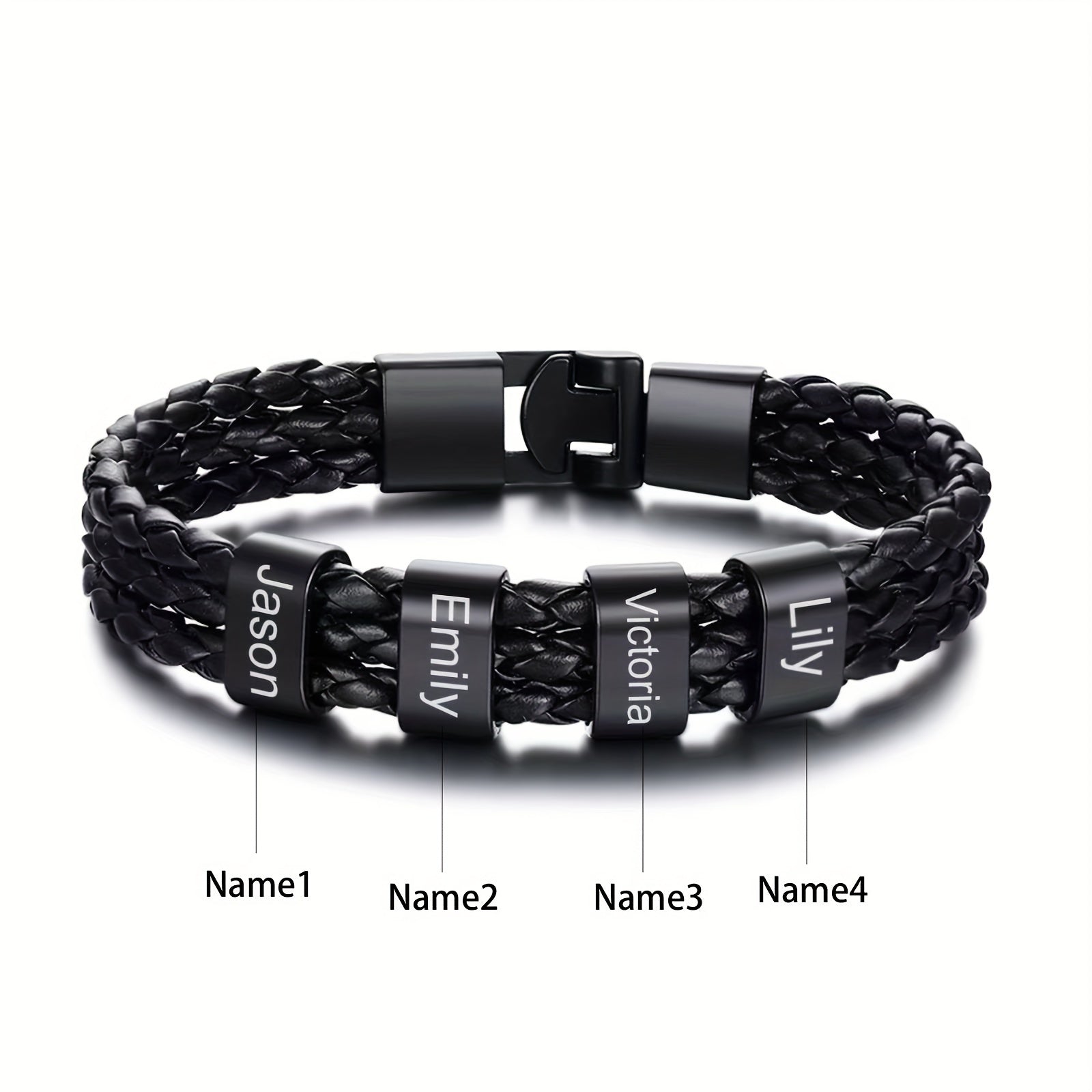 Bracelet Personalised Braided Name Two to Six for layering and statement styling - 4 Names option