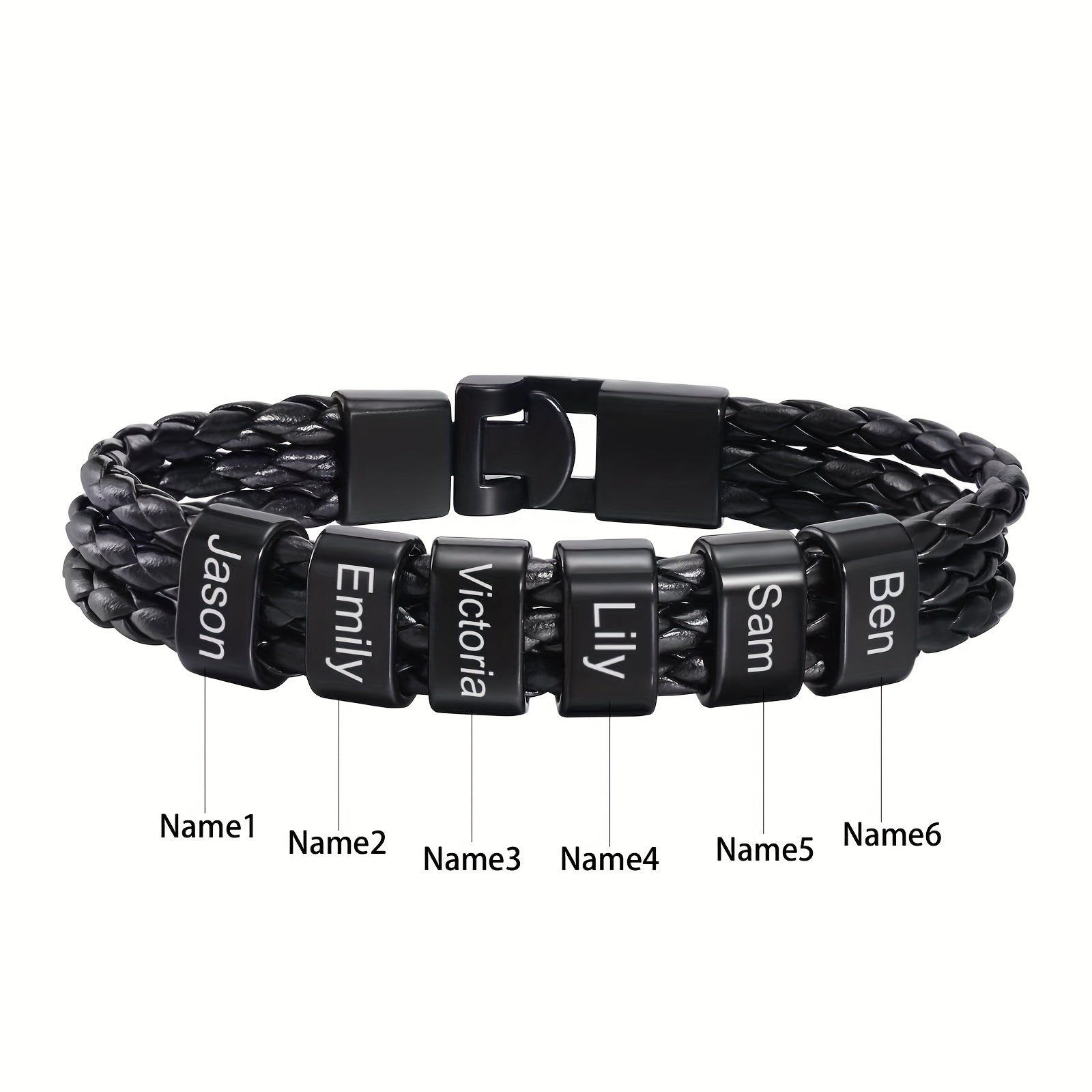 Bracelet Personalised Braided Name Two to Six for layering and statement styling - 6 Names option