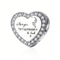 Bracelet S925 Sterling Silver Love You Moon for daily wear - Love You Moon Back Heart Charm option
