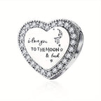 Bracelet S925 Sterling Silver Love You Moon for daily wear - Love You Moon Back Heart Charm option