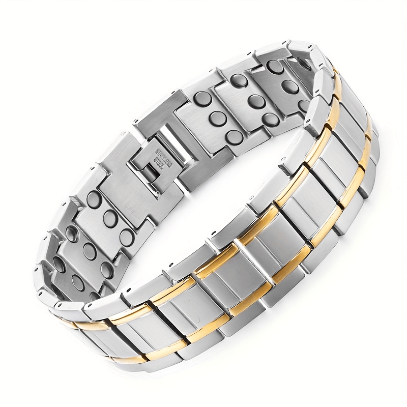 Bracelet Stainless Steel Men for layering and statement styling - Silvery And Golden option