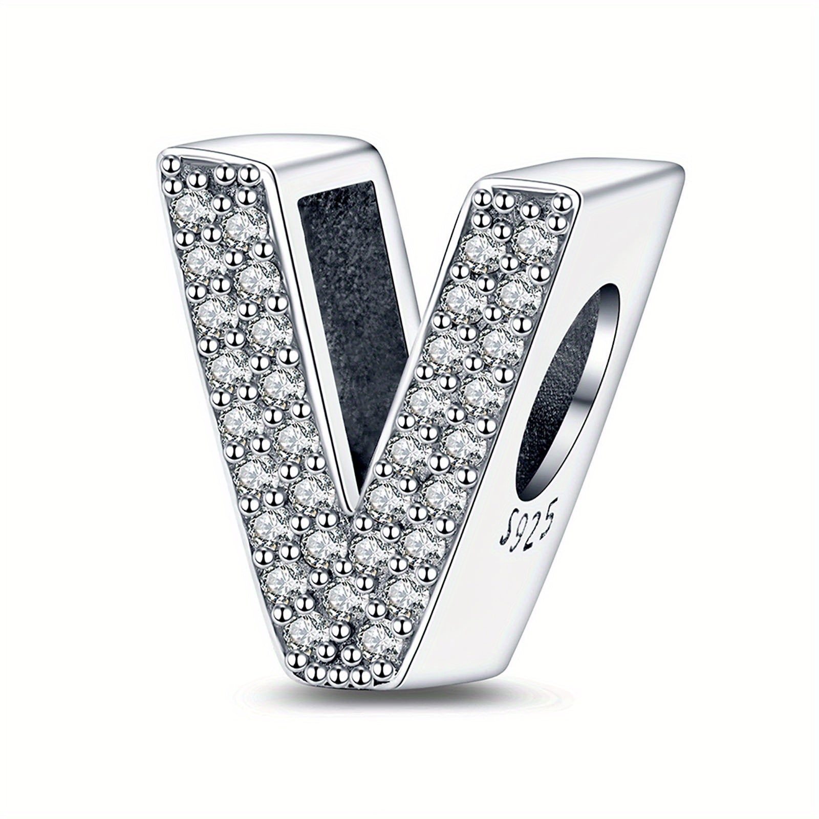 Bracelet Sterling Silver Alphabet Letter Charms A–Z - Initial Letter V With Charm option
