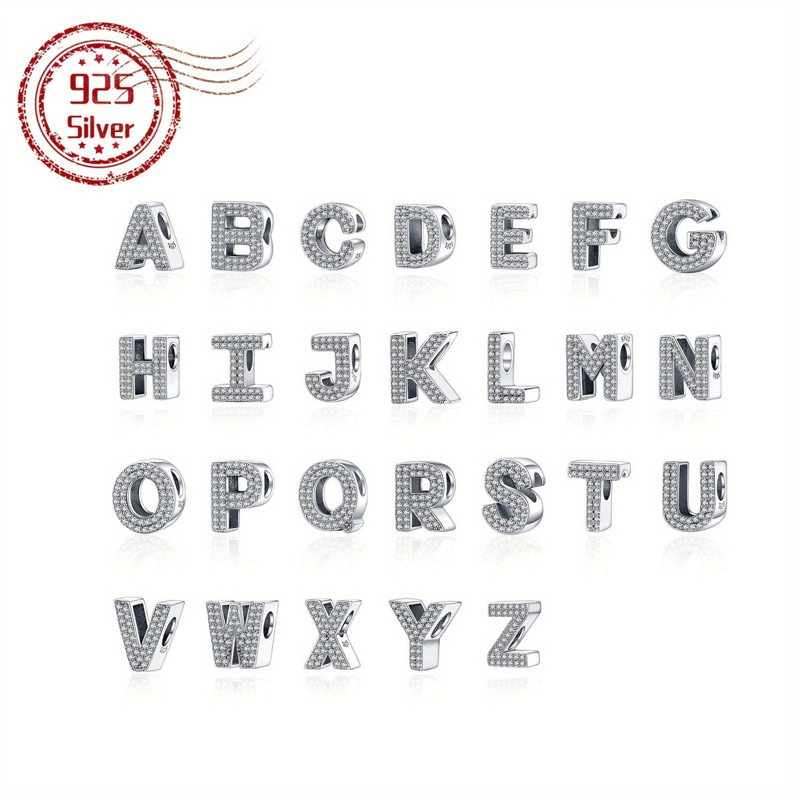 Bracelet Sterling Silver Alphabet Letter Charms A–Z
