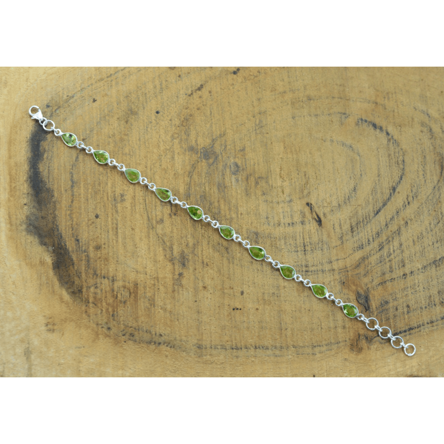 Bracelet Sterling Silver Gemstone Teardrop for layering and statement styling - product gallery image 2