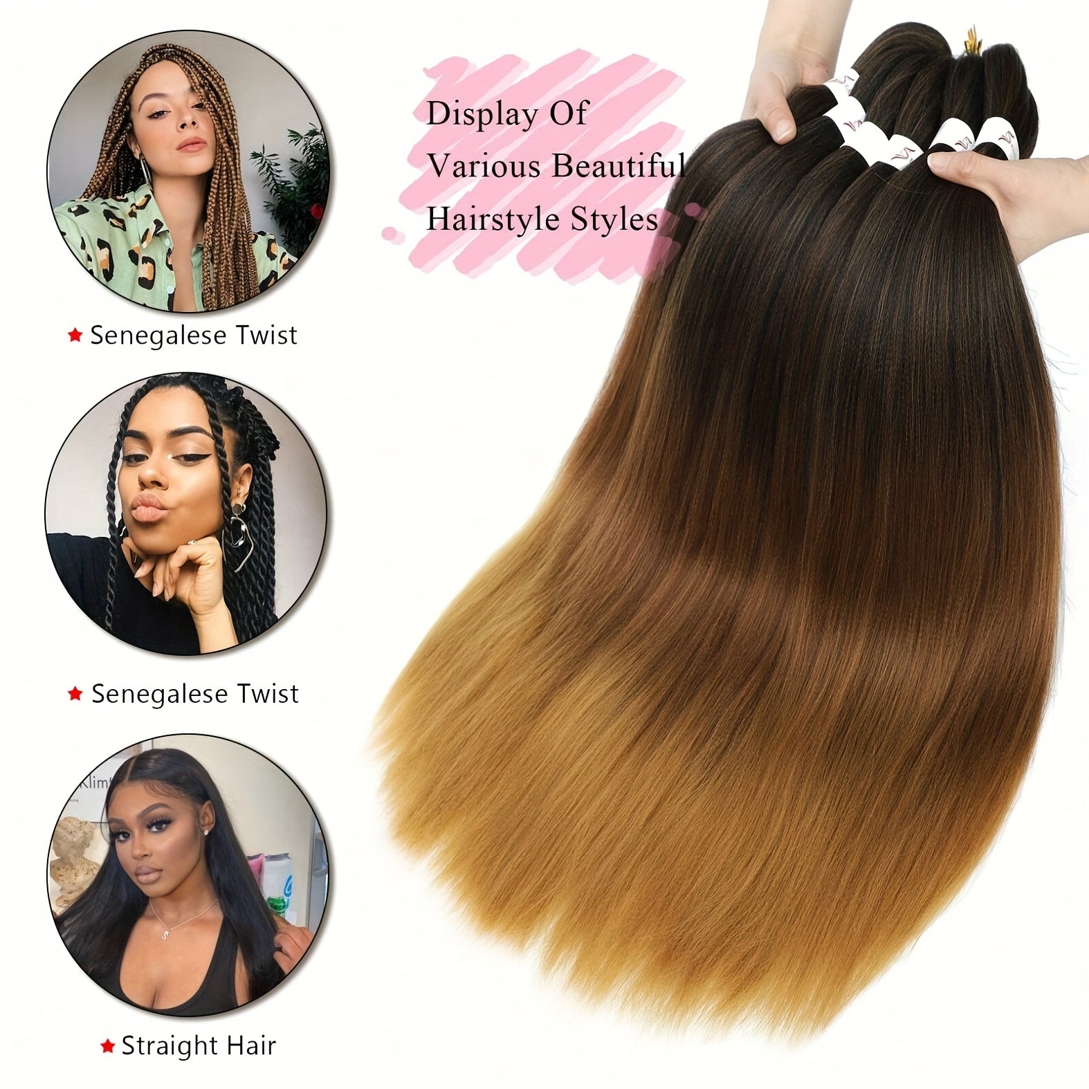 Braiding Hair Pre-Stretched Packs Long Soft Yaki Texture with 76cm, 8 Packs - product gallery image 3