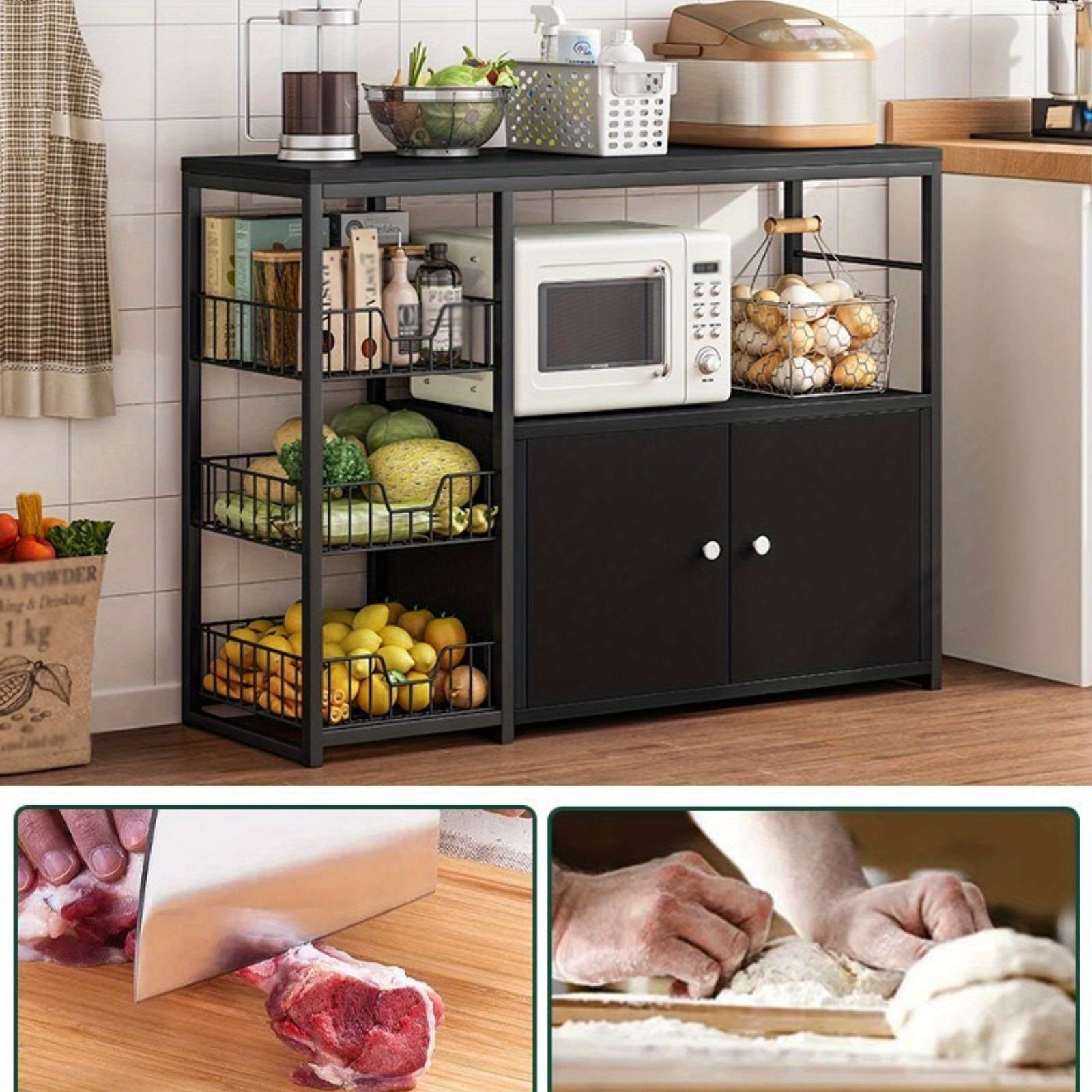 Bread Bin with Freestanding Kitchen Storage Unit Flap Door - product gallery image 2