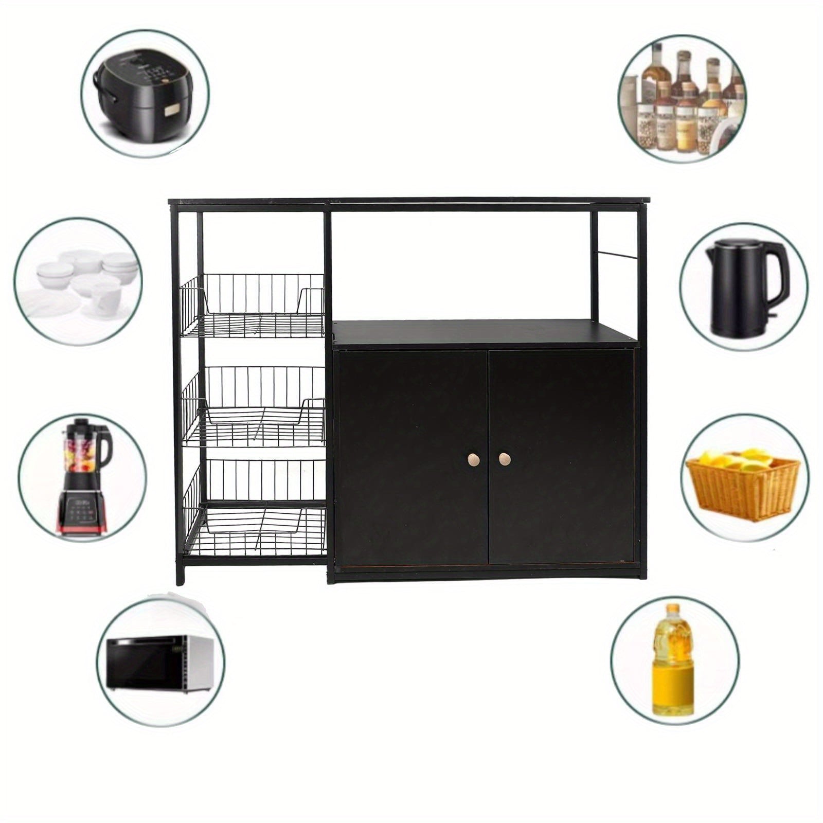 Bread Bin with Freestanding Kitchen Storage Unit Flap Door - product gallery image 5